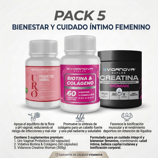 PACK 5 BIENESTAR Y CUIDADO ÍNTIMO FEMENINO